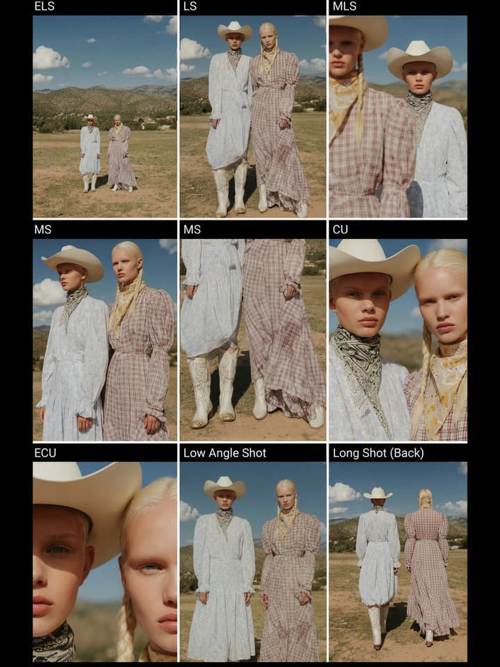 AI-generated 3x3 cinematic storyboard grid showing 9 unique camera angles from a single reference image