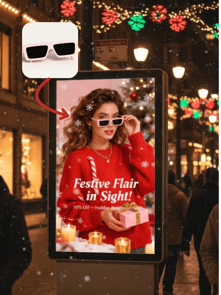 AI-generated Christmas sales poster with festive design elements and holiday promotional messaging